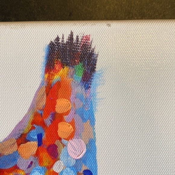 Colorful Giraffe Painting Print on Wrapped Canvas Pure White Background - Picture 9 of 11